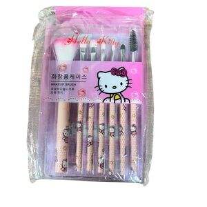 Hello Kitty Makeup Brush Set with Cute Designs 7 Brushes Gift